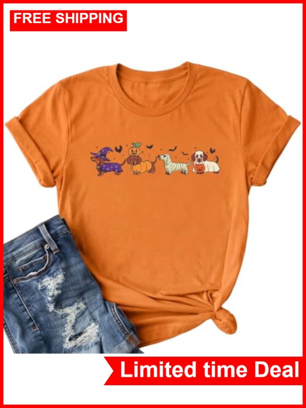 Funny Halloween Ghost T-Shirt Cotton Blend Boo Tee for Women Casual Crew Neck